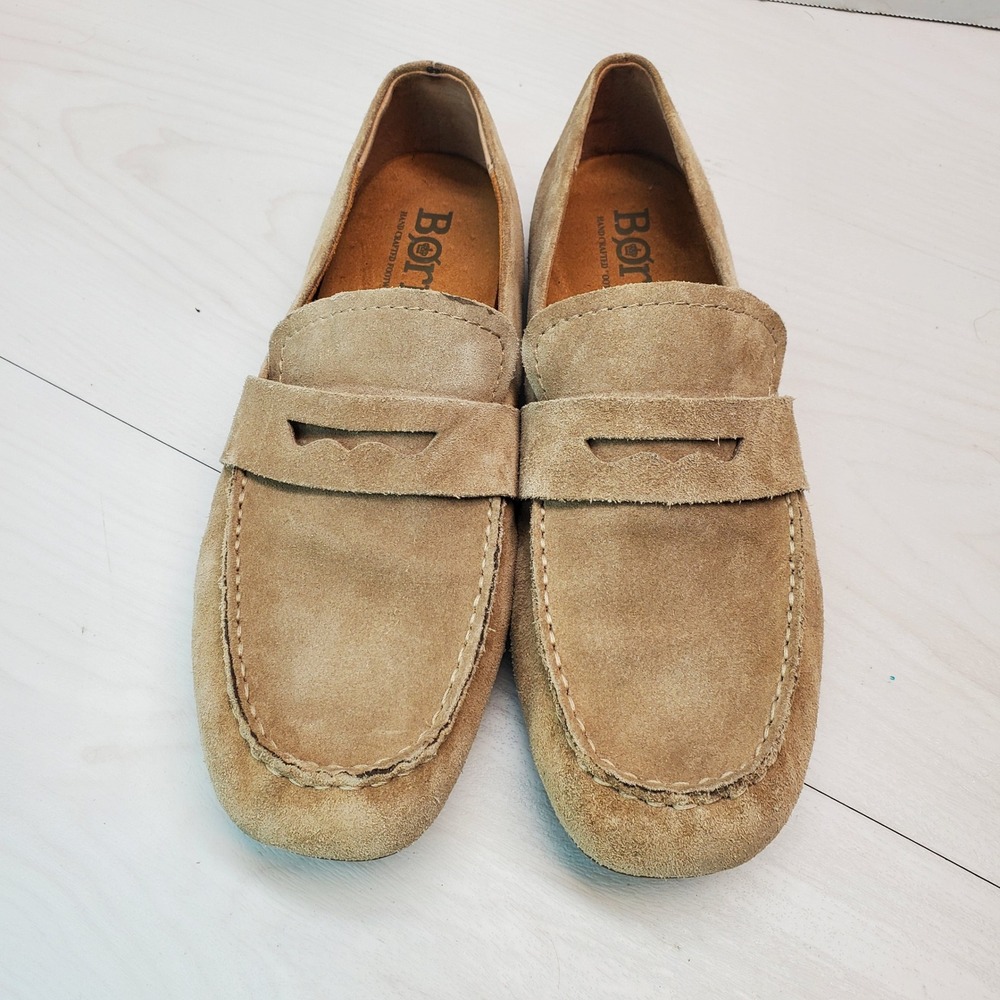 Born Khelda Tan Suede Penny Loafers Womens 9M Driving Mocs Quiet Luxury Preppy - Picture 2 of 9